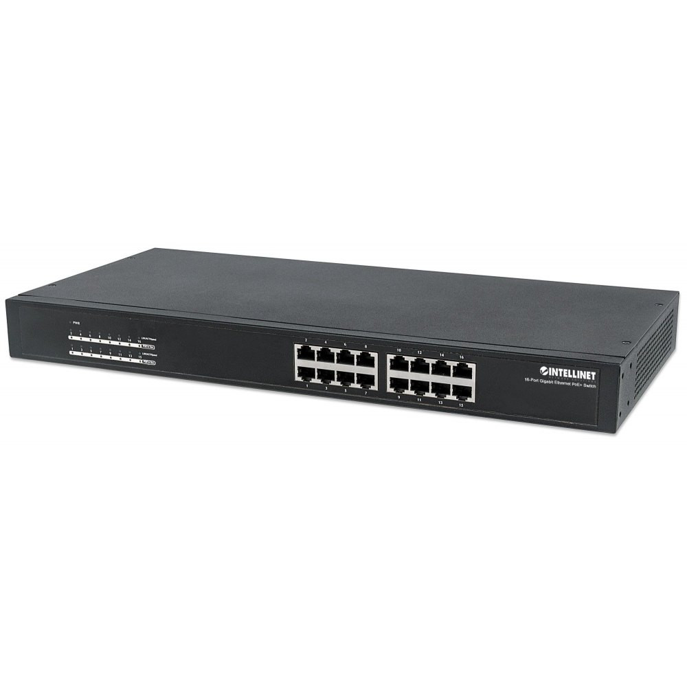 Switch 16x RJ45 Gigabit PoE+ 220W, metal, 19"