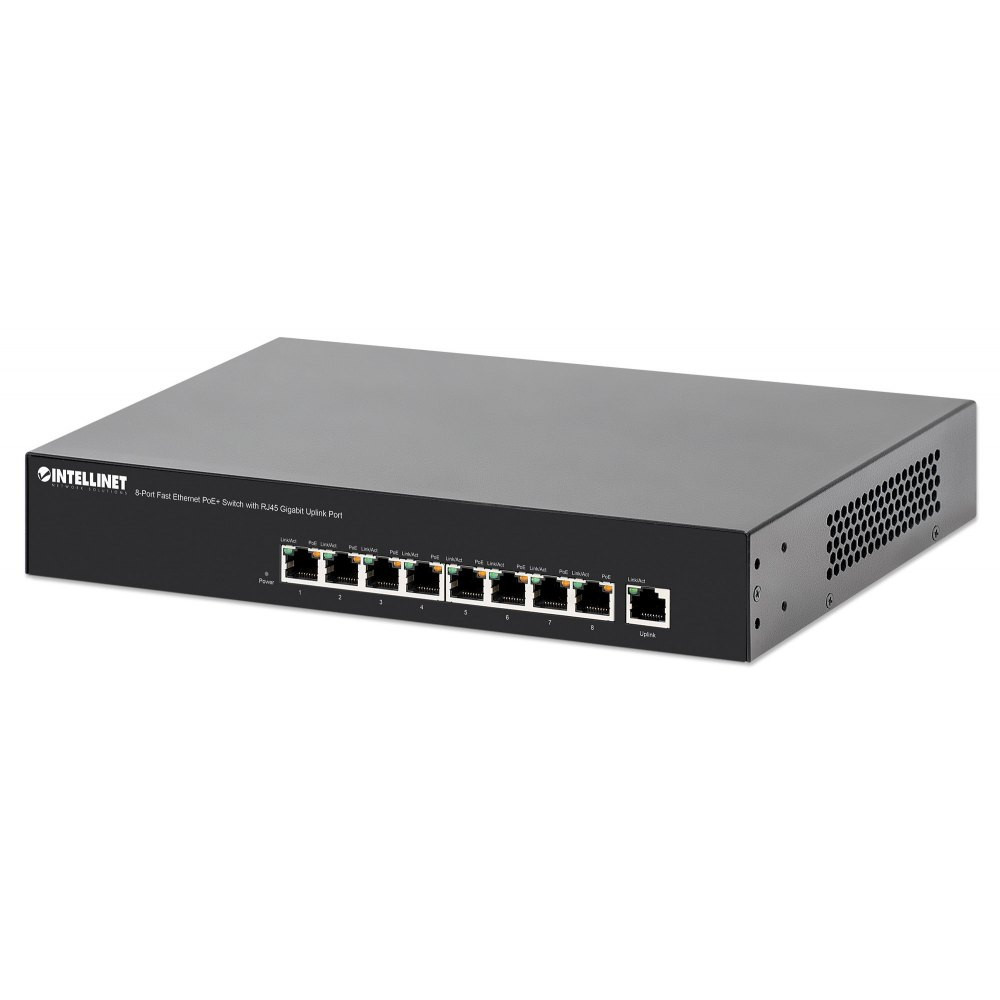 Switch 8x RJ45 10/100 PoE+ 140W, metal, desktop