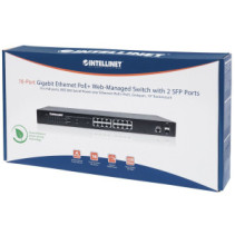 Switch zarządzalny 16x RJ45 Gigabit PoE+ 220W, 2x SFP