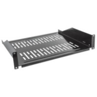 Półka 2U 400mm rack 19, 2 pkt mocowania, perforowana czarna