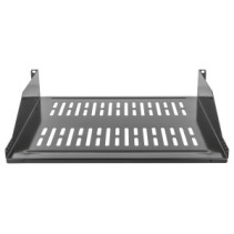 Półka 2U 400mm rack 19, 2 pkt mocowania, perforowana czarna
