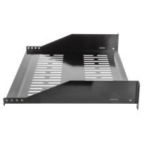 Półka 2U 400mm rack 19, 2 pkt mocowania, perforowana czarna