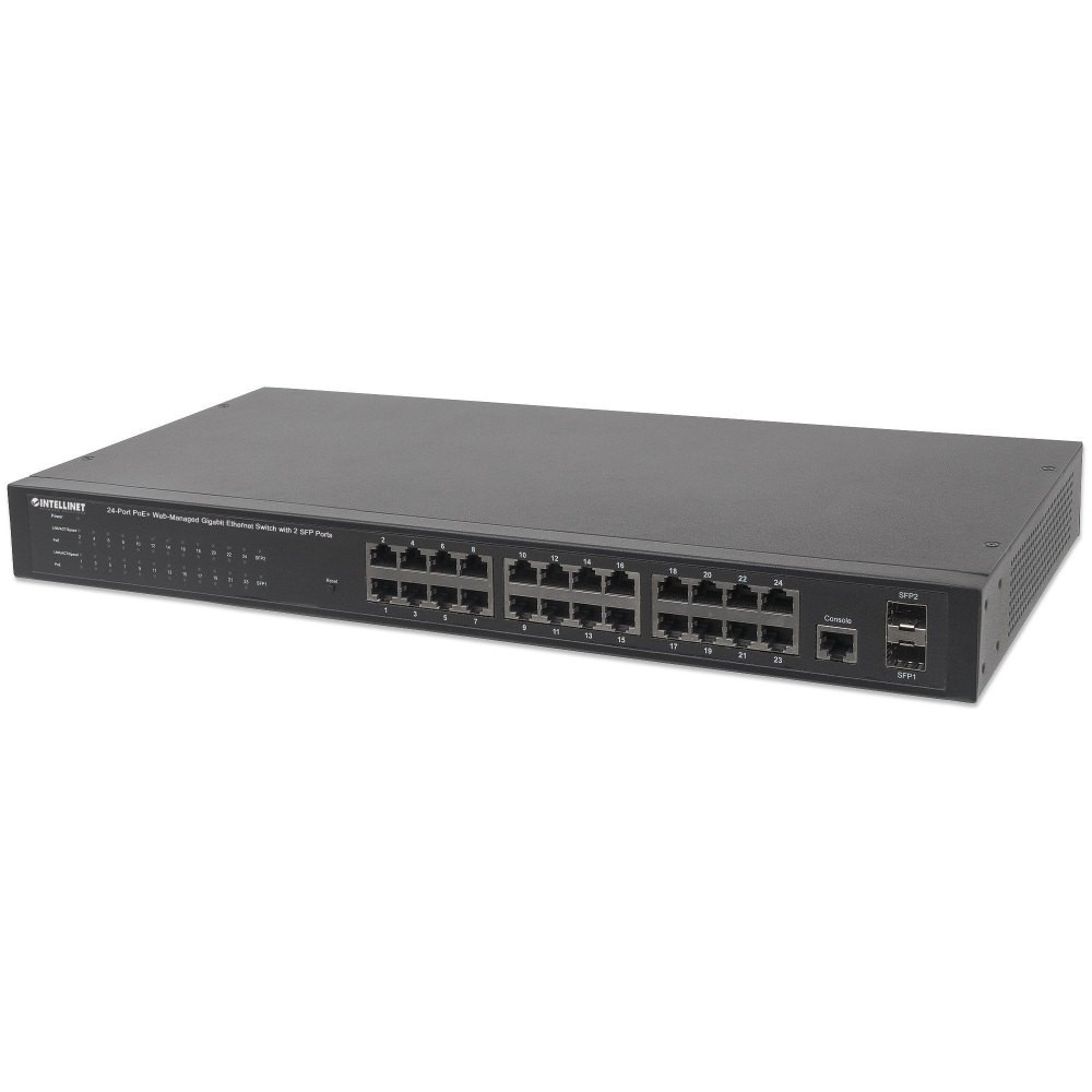 Switch zarządzalny 24x RJ45 Gigabit PoE+ 240W, 2x SFP