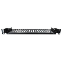 Półka 1U 150mm rack 19, 2 pkt mocowania, perforowana, czarna
