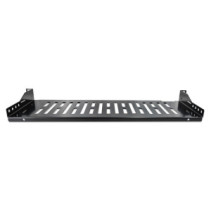 Półka 1U 150mm rack 19, 2 pkt mocowania, perforowana, czarna