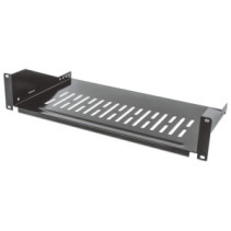 Półka 2U 250mm rack 19, 2 pkt mocowania, perforowana czarna