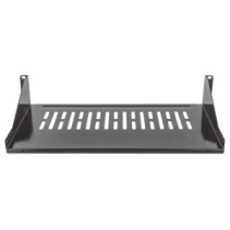 Półka 2U 250mm rack 19, 2 pkt mocowania, perforowana czarna