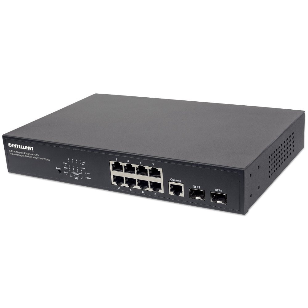 Switch zarządzalny 8x RJ45 Gigabit PoE+ 140W, 2x SFP