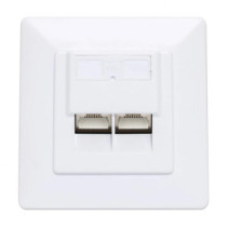 Gniazdo podtynkowe 2x RJ45 Cat6a STP białe