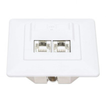 Gniazdo podtynkowe 2x RJ45 Cat6a STP białe