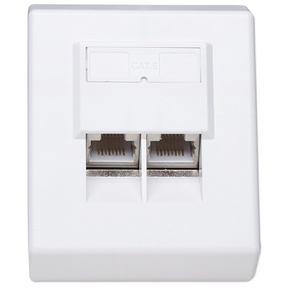 Gniazdo natynkowe 2xRJ45 Cat6 FTP białe