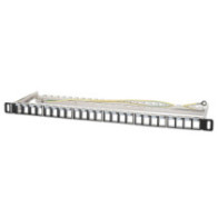 Patch panel 24 porty na moduły Keystone, 0.5U, z tacką