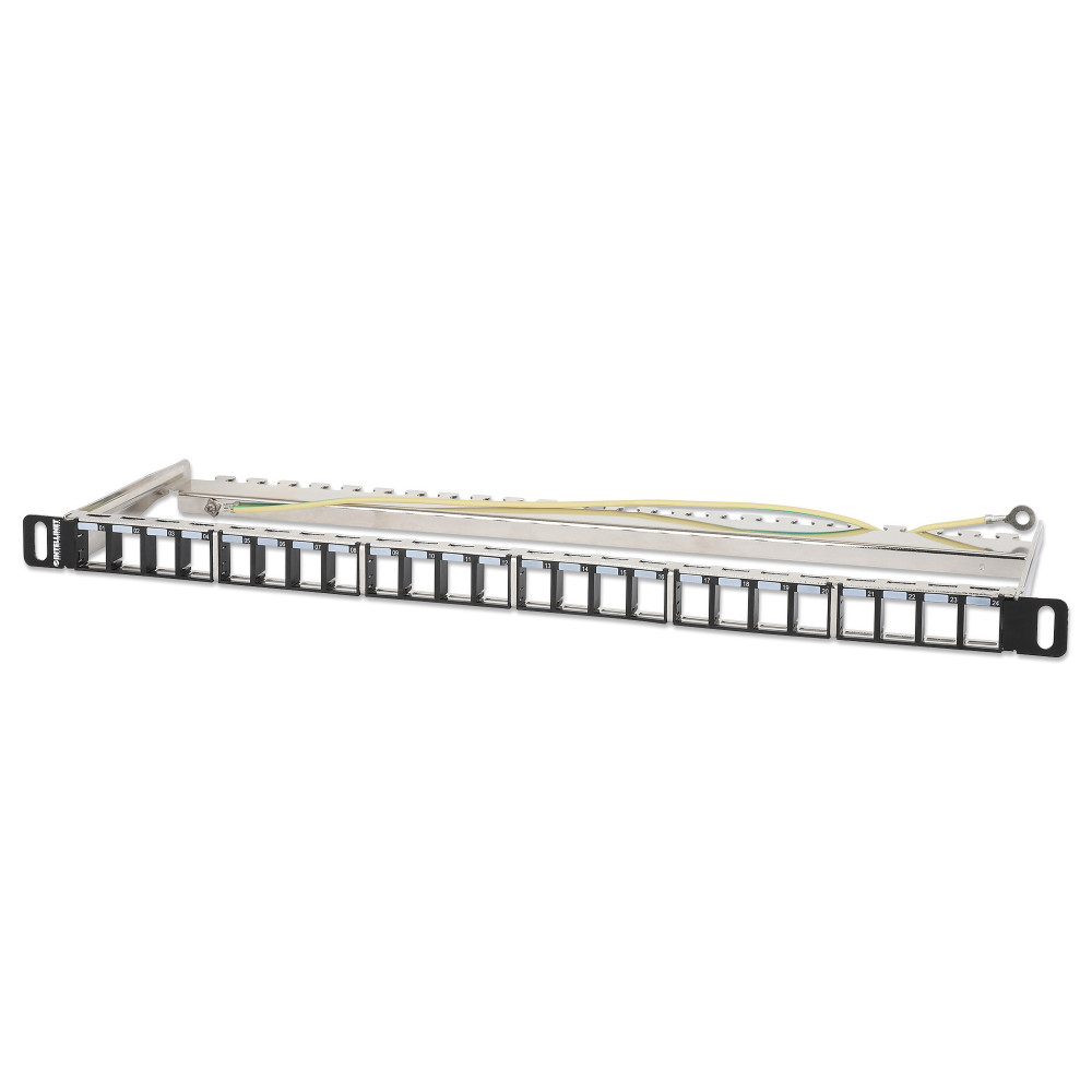 Patch panel 24 porty na moduły Keystone, 0.5U, z tacką