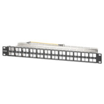 Patch panel 48 portów na moduły Keystone, 1U, z tacką