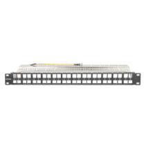 Patch panel 48 portów na moduły Keystone, 1U, z tacką