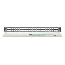 Patch panel 48 portów na moduły Keystone, 1U, z tacką
