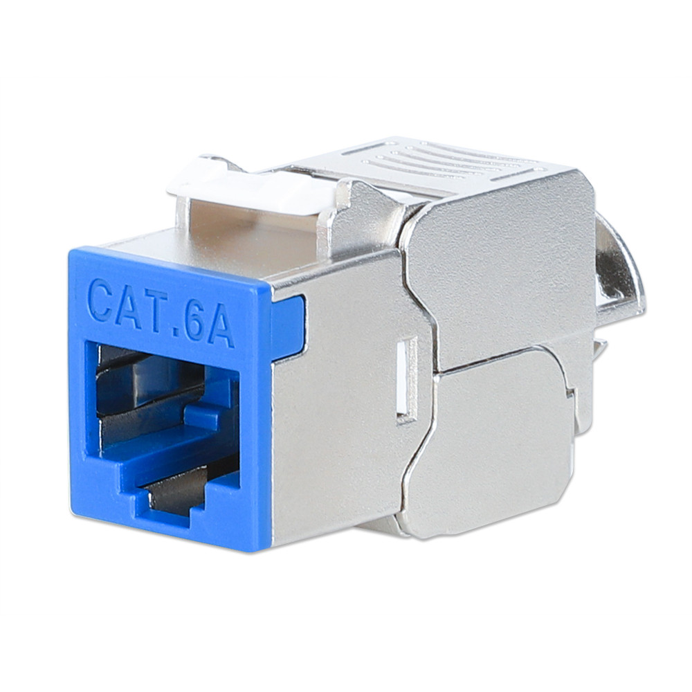 Moduł Keystone Cat6A STP slim, beznarzędziowy, niebieski