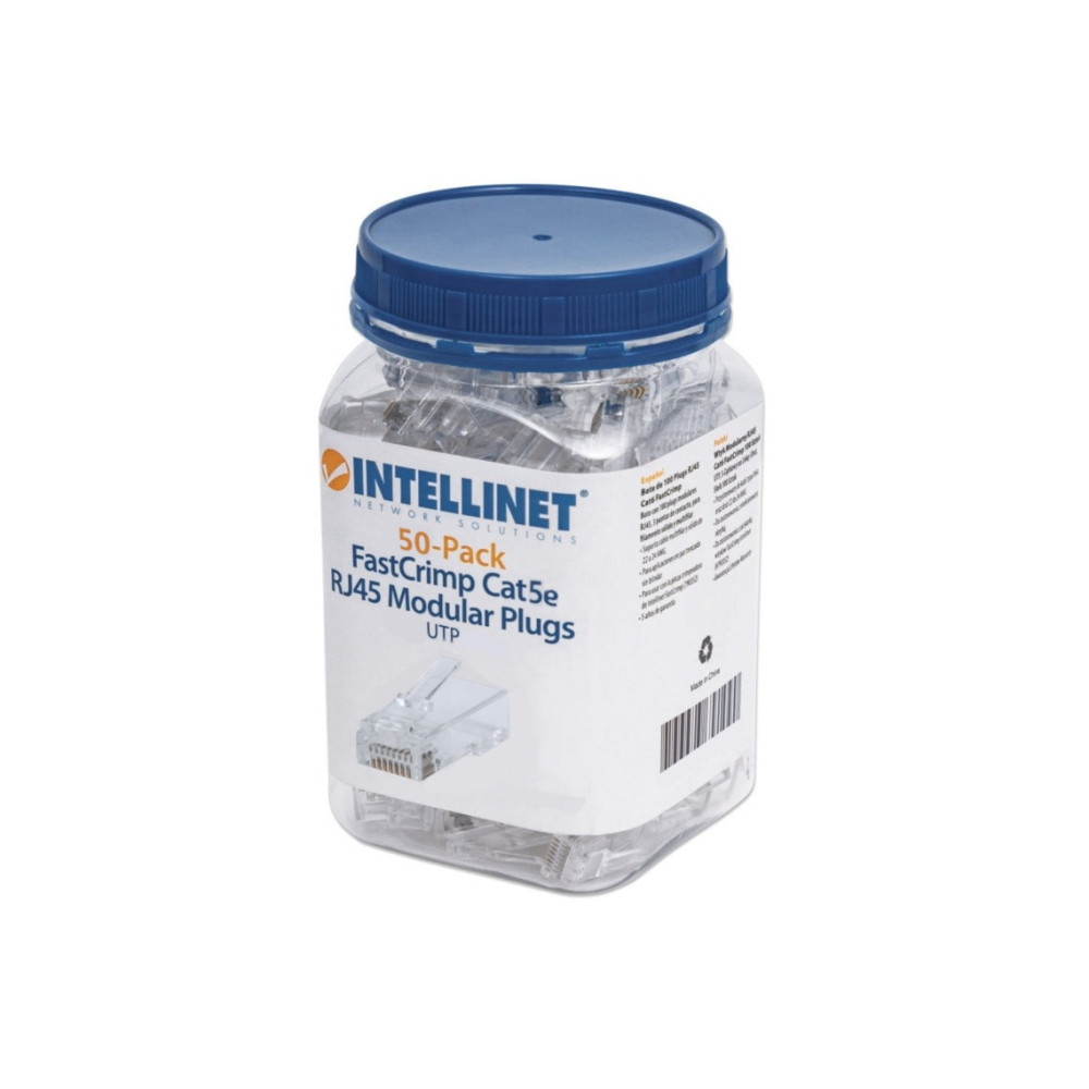 Wtyk RJ45 8P/8C Cat5e UTP, linka/drut, przelotowy, 50 szt