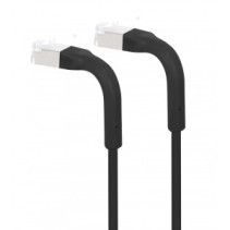 Patchcord Cat6a F/FTP 0,5m 100% CU czarny FlexiBoot Slim