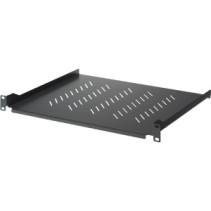 Półka 1U 400mm rack 19, 2 pkt mocowania, perforowana czarna