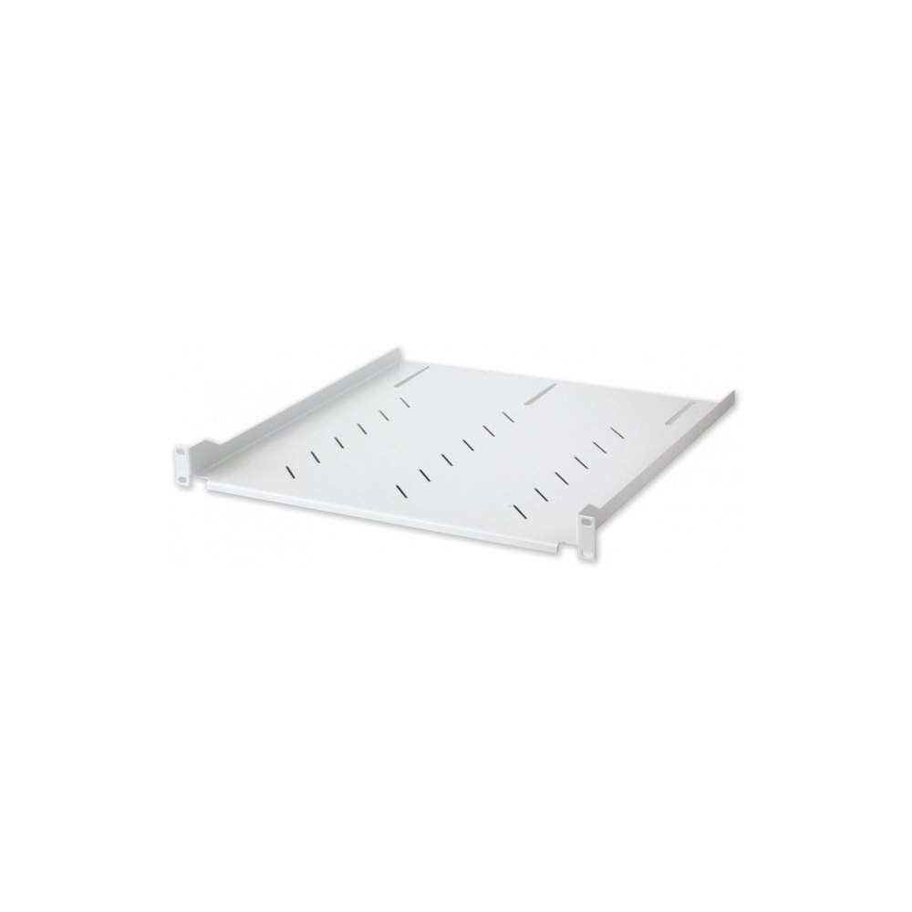 Półka 1U 470mm rack 19, 4 pkt mocowania, perforowana, szara
