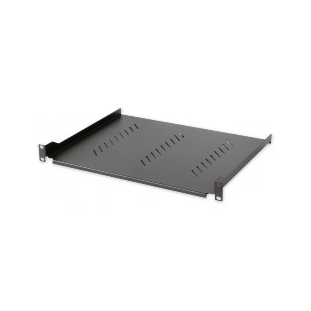 Półka 1U 305mm rack 19, 2 pkt mocowania, perforowana czarna