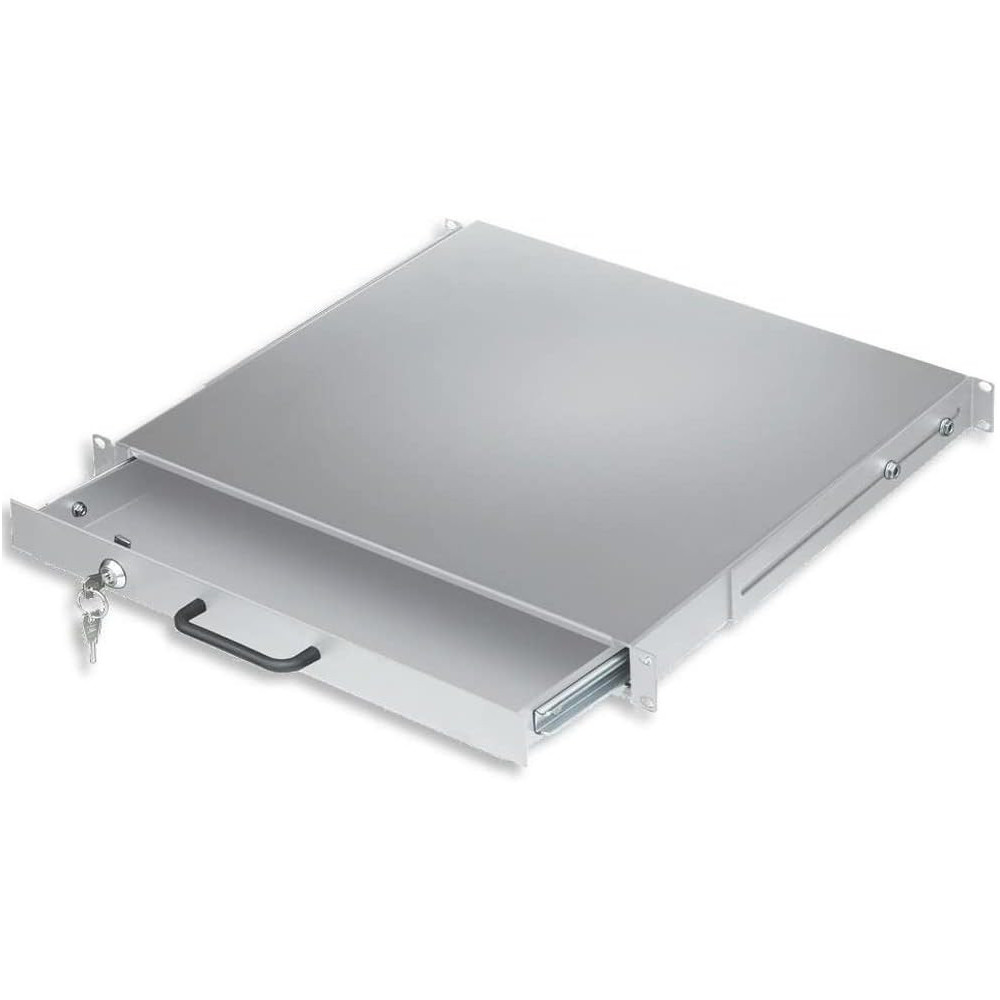 Szuflada do szaf Rack 19 1U z zamkiem, 416mm, szara