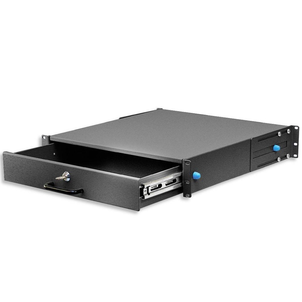 Szuflada do szaf Rack 19 2U z zamkiem, 465mm, czarna