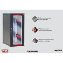 Szafa stojąca rack 19 20U 600x1000 drzwi szklane