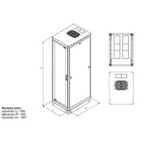 Szafa stojąca rack 19 42U 800x800 drzwi szklane