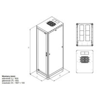 Szafa stojąca rack 19 42U 600x600 drzwi szklane cokół