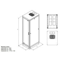 Szafa stojąca rack 19 38U 600x800 drzwi szklane cokół