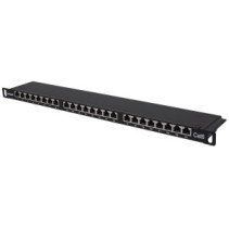 Patch panel 24P C6 0,5U czarny
