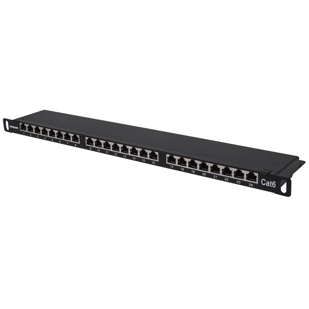 Patch panel 24P C6 0,5U czarny